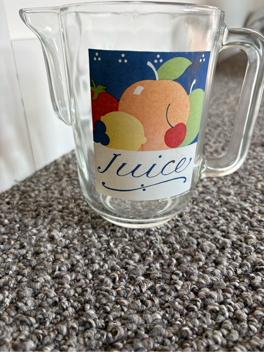 Vintage Glass Juice Pitcher Lillian Vernon 1985